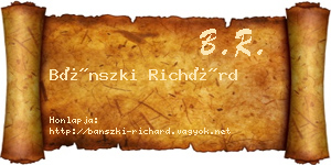Bánszki Richárd névjegykártya